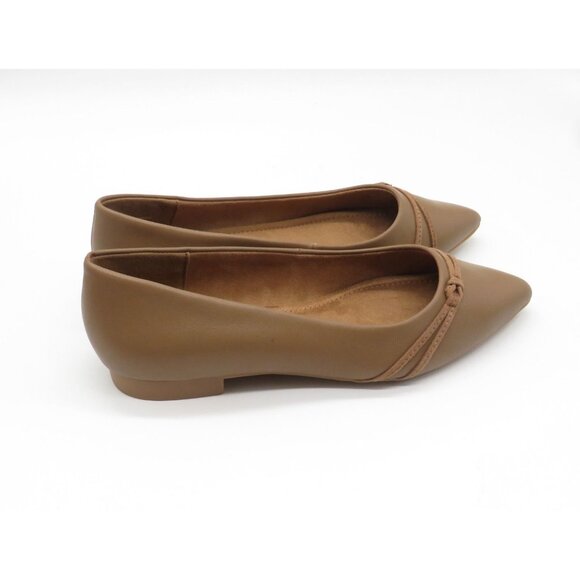 Bella Vita Women's Pointed Toe Brown Leather Flats Knot Detail Size 6 NEW - Picture 4 of 8